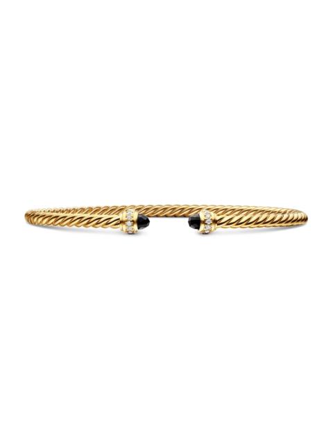 DAVID YURMAN Women's Classic Cablespira Bracelet in 18K Yellow Gold and Diamonds - Black Onyx