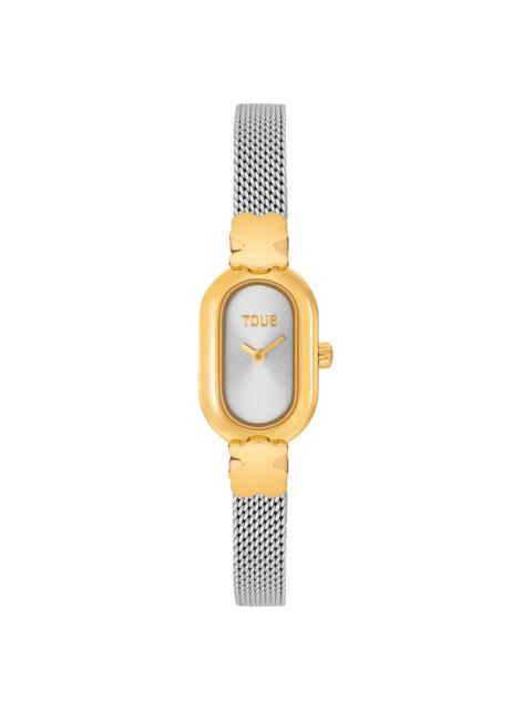 TOUS Jeweled Analog watch with steel and gold-colored steel bracelet Oval Icon