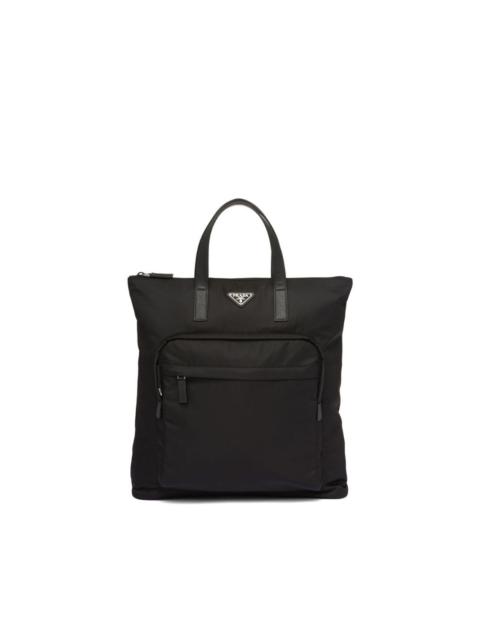 recycled nylon Saffiano leather tote bag