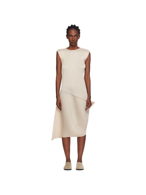 Pleats Please Issey Miyake Beige Leap Midi Dress