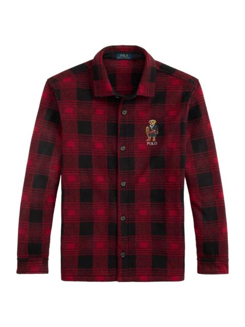 Polo Ralph Lauren Men's Polo Bear Plaid Fleece Shirt Jacket - Red