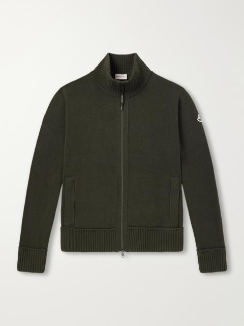 Moncler Logo-Appliquéd Wool and Cashmere-Blend Zip-Up Cardigan
