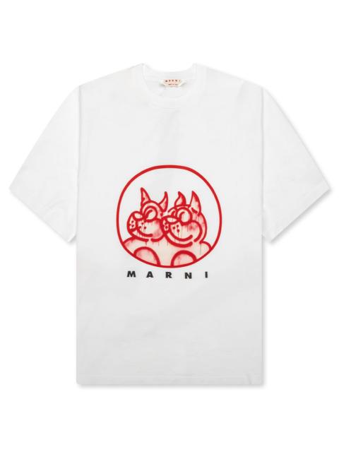 Marni SLAWN PRINTED COTTON T-SHIRT- LILY WHITE
