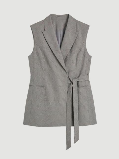 KAREN MILLEN Plus Size Soft Tailored Check Wrap Detail Sleeveless Blazer