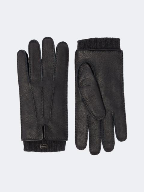 AGNONA Leather and cashmere gloves