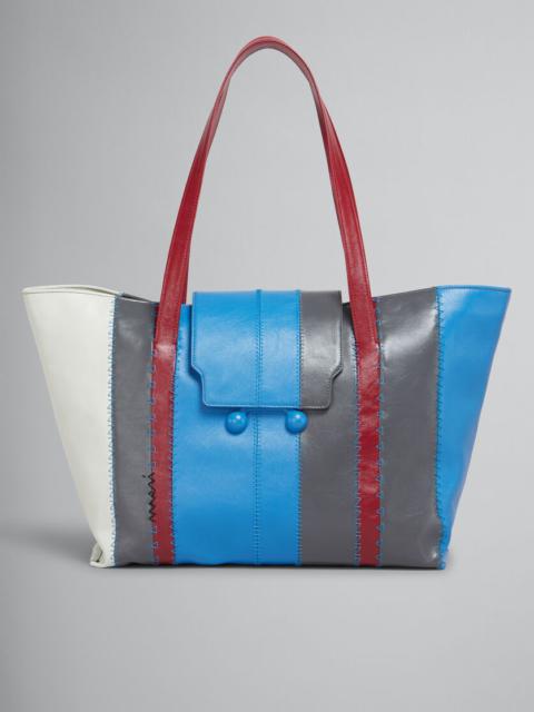 Marni LIGHT BLUE, GREY, AND WHITE LEATHER TRUNKAROO LARGE BAG