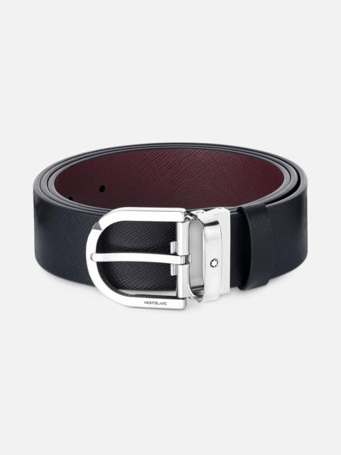 Montblanc Horseshoe buckle printed black/mosto 35 mm reversible leather belt