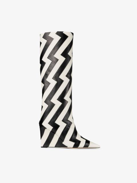 Blake Knee Boot 85
Black and Latte Avenue Nappa Leather Knee-High Wedge Boots