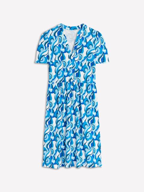 BODEN Naomi Short Jersey Dress-Blue, Abstract Swirl