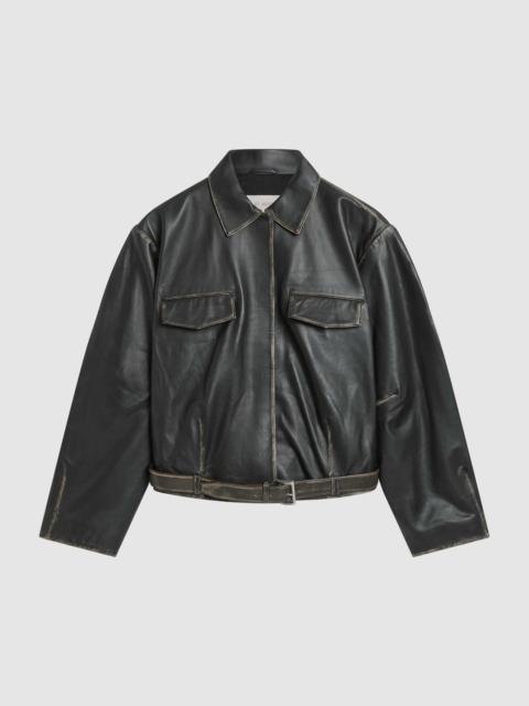 ST. AGNI Brushed Leather Belted Jacket - Black