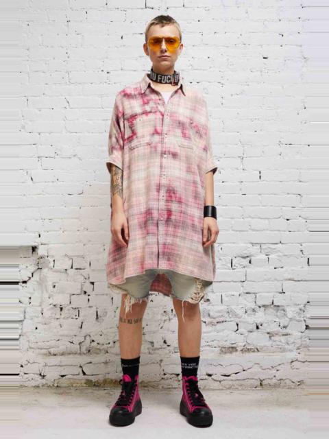 R13 OVERSIZED BOXY SHIRTDRESS - BLEACHED RED PLAID