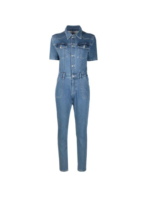 button-down denim jumpsuit