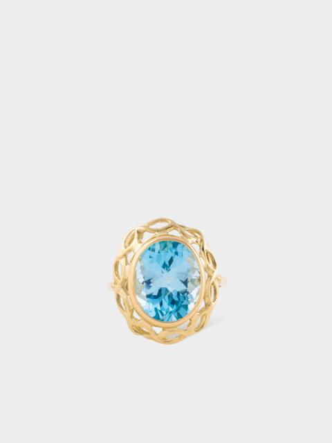 'Enormous Sky Blue Topaz' Gold Cocktail Ring