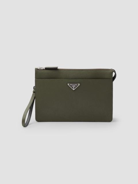 Prada Men's Saffiano Leather Pouch - Green