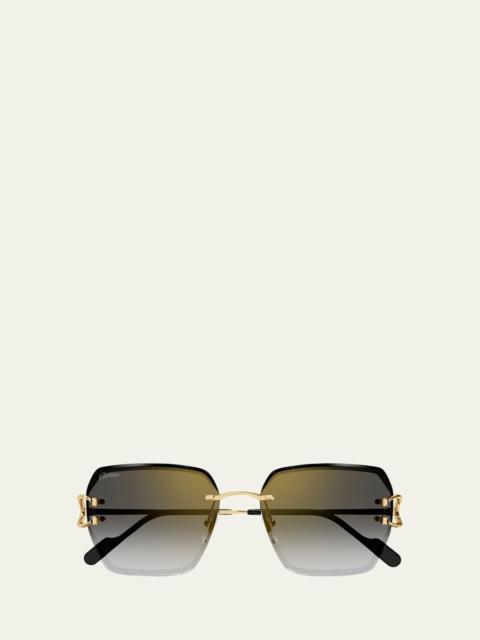 Cartier Rimless Metal Butterfly Sunglasses
