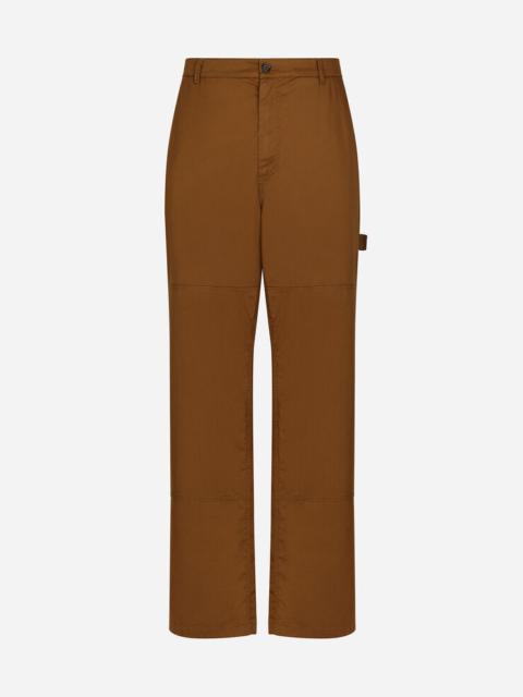 Dolce & Gabbana Stretch cotton worker pants with brand plate