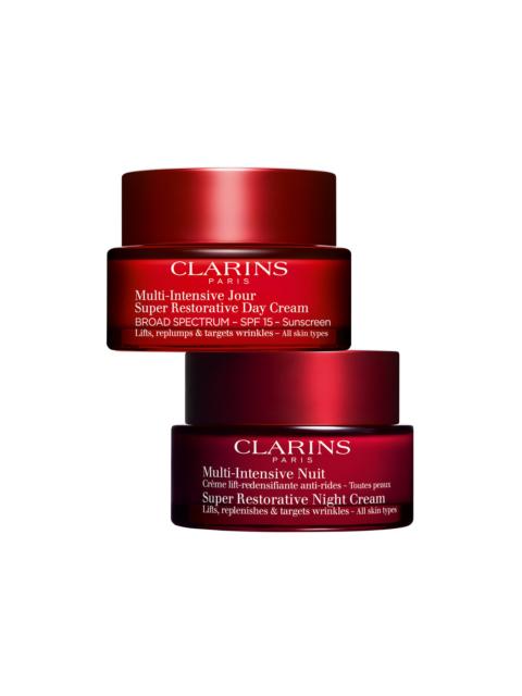 CLARINS Super Restorative 24/7 Duo with SPF | Super Restorative Day & Night Cream SPF 15 | For Replenishing