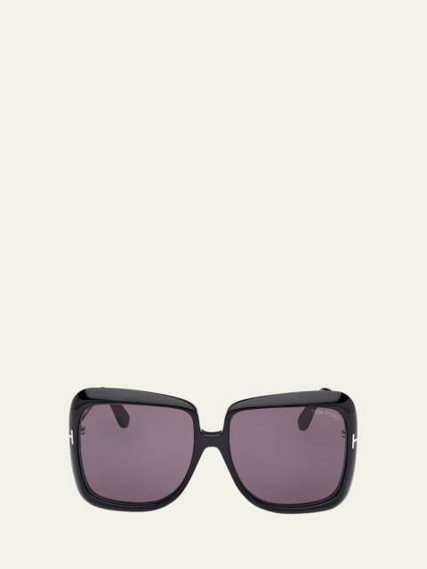 TOM FORD Lorelai Black Acetate Square Sunglasses