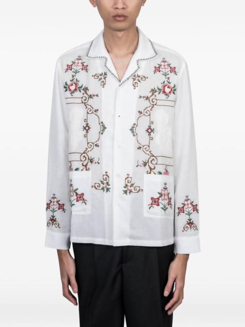 baziszt Sena floral-embroidered pocket shirt