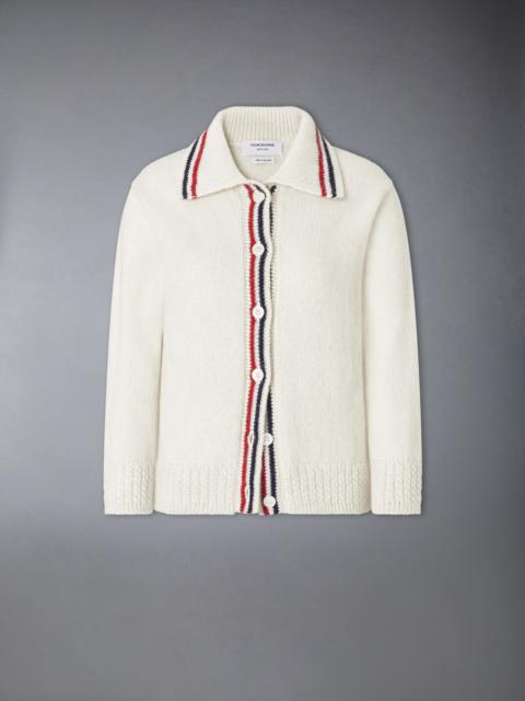 Thom Browne DONEGAL RWB STRIPE HECTOR POINTELLE CARDIGAN