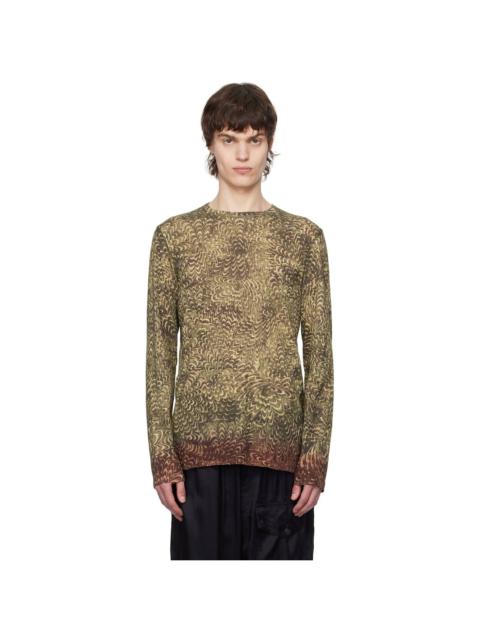 Dries Van Noten Khaki Printed Cotton T-shirt