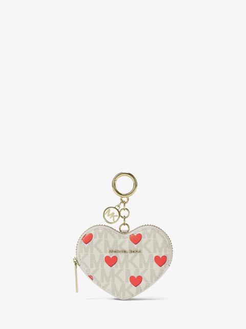 MICHAEL KORS Jet Set Small Printed Signature Logo Heart Coin Pouch