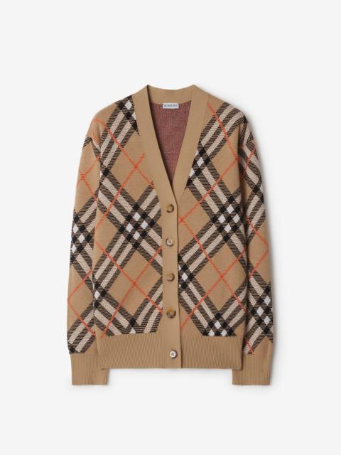 Burberry Check Wool Blend Cardigan