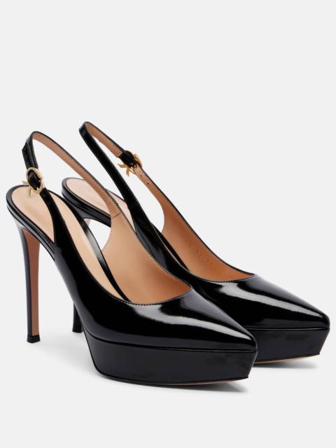 Gianvito Rossi Dasha 115 patent leather platform slingback pumps