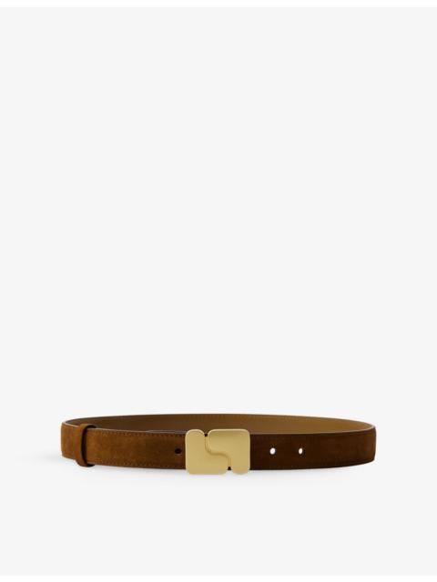 soeur Ninon Branded-Buckle Suede Belt