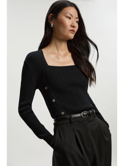 KAREN MILLEN Dome Button Detail Knitted Top