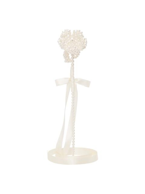 SSENSE Exclusive White Beaded Large Flower Bag Charm