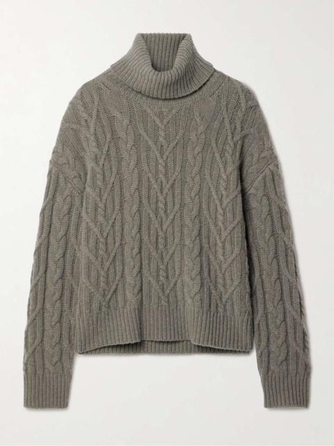 NILI LOTAN Gigi cable-knit cashmere turtleneck sweater Gray