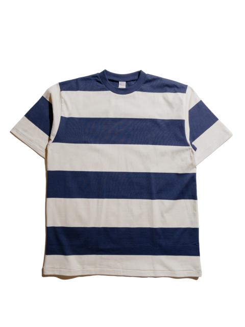Warehouse & Co. Lot. 4108 S/S 4in Border T Navy/Kinari