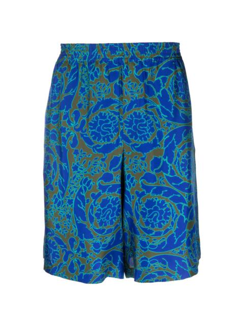 VERSACE abstract-print silk shorts