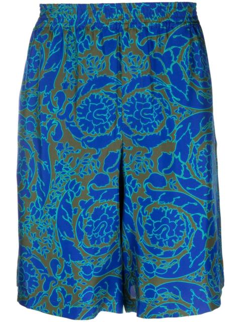 abstract-print silk shorts