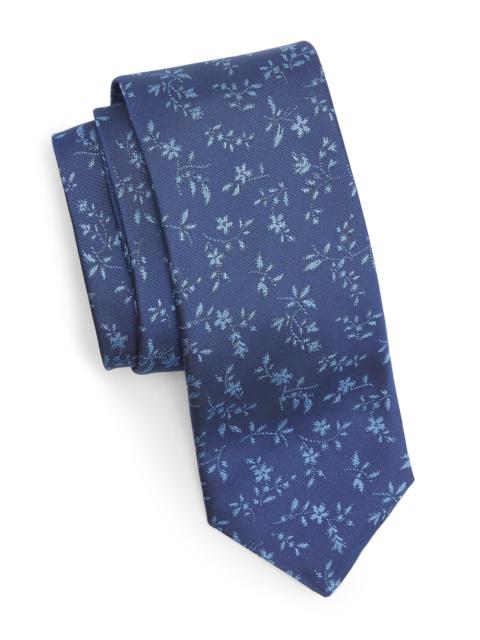 Canali Men's Flower Print Silk Tie - Light Blue