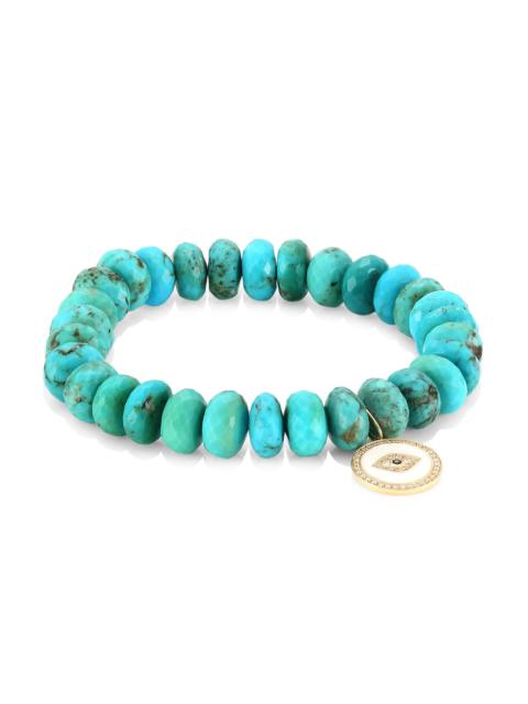 SYDNEY EVAN Women's 14K Yellow Gold, 0.18 TCW Diamond, Sapphire & Turquoise Evil Eye Beaded Bracelet - Turquoise