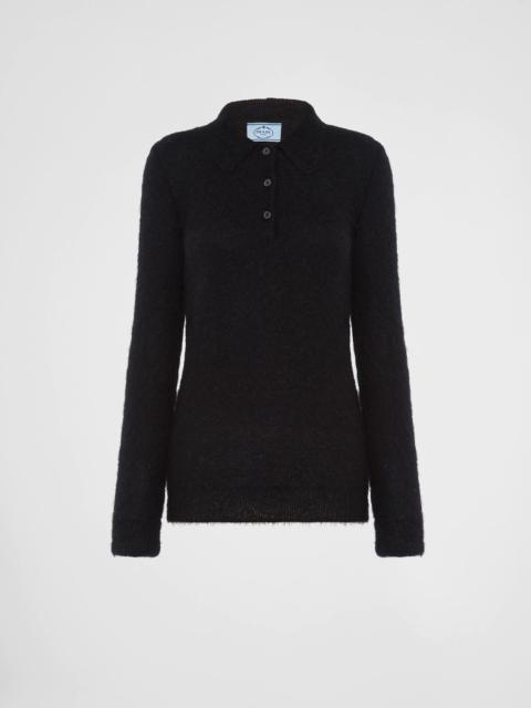 Prada Slim-fit mohair polo shirt