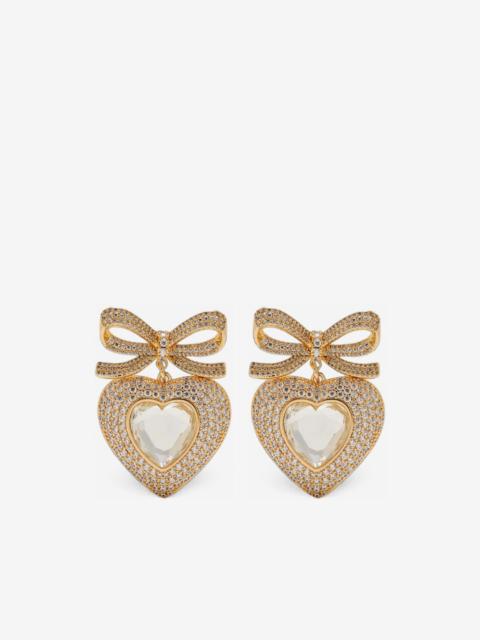self-portrait bow crystal heart earrings