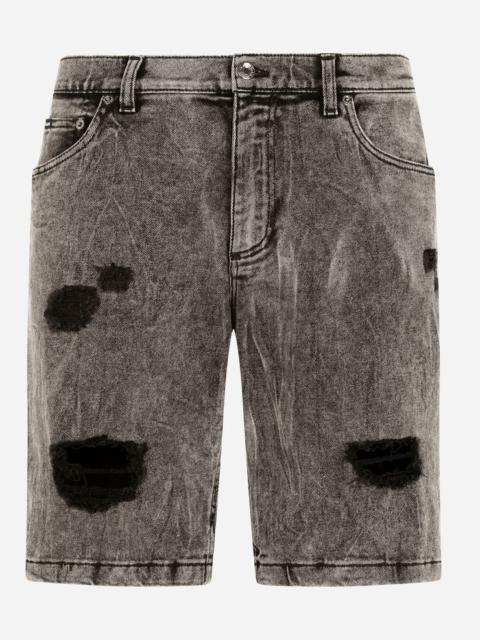 Dolce & Gabbana Gray slim-fit stretch jeans with rips