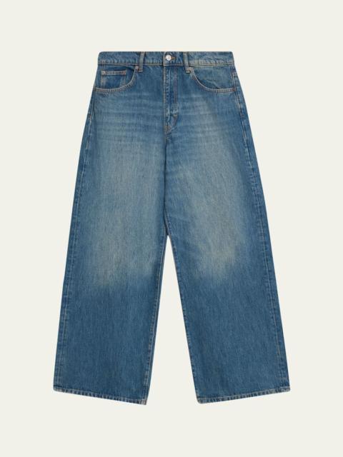JEANERICA Men's Medium Blue Wide-Leg Denim Jeans