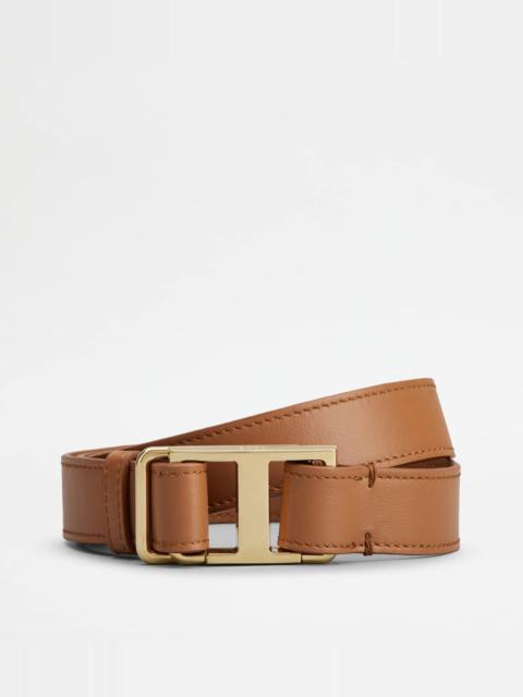 Tod's T TIMELESS BELT IN LEATHER - BROWN