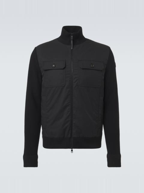 Moncler Virgin wool and suede zip-up down cardigan