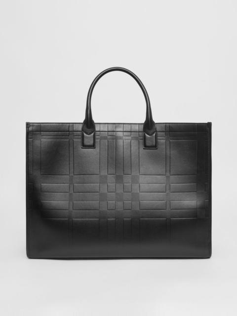 Burberry Embossed Check Leather Tote