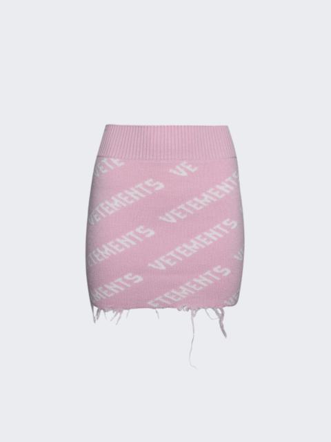 VETEMENTS 로고 intarsia frayed 미니 스커트