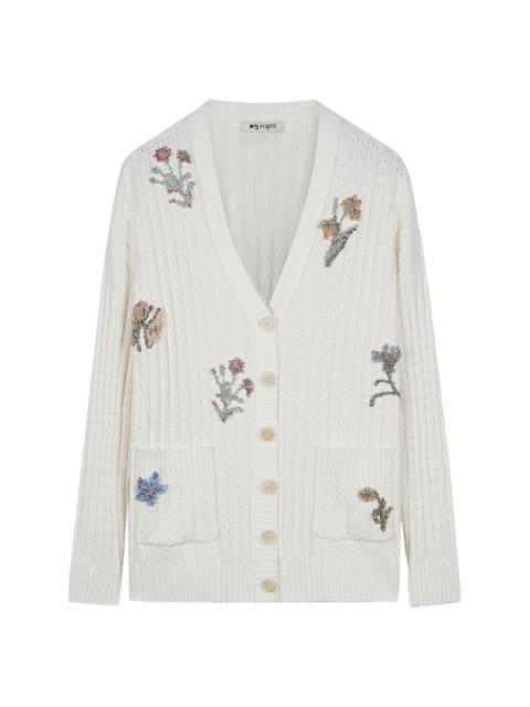 Ports 1961 floral-appliqué cardigan