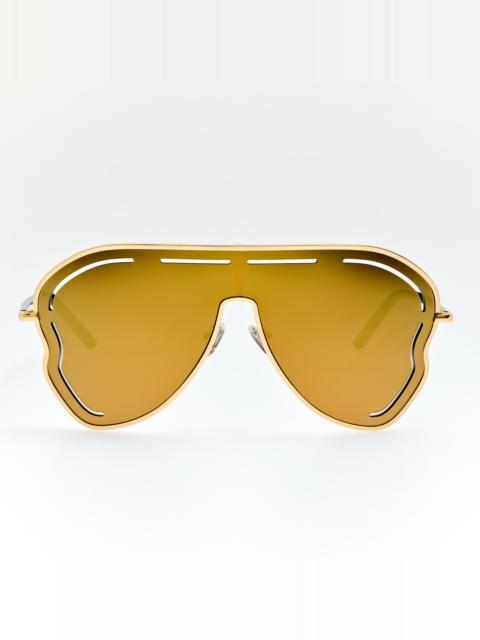 LINDA FARROW Kika Gardenia Sunglasses in Gold Mirror