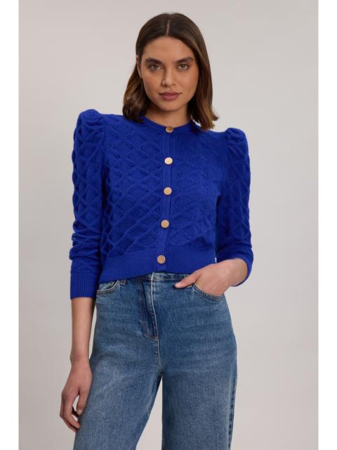 KAREN MILLEN Cable Stitch Puff Sleeve Knit Cardigan