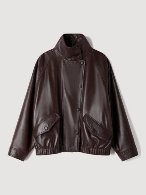 Sandro OVERSIZED LEATHER JACKET