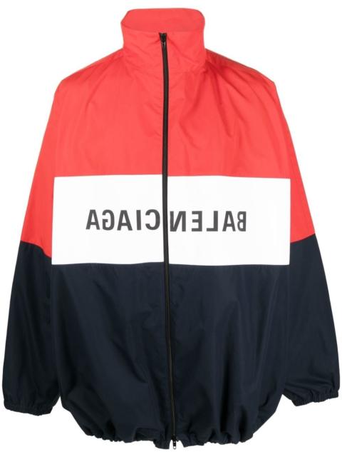BALENCIAGA logo-print zip-up jacket